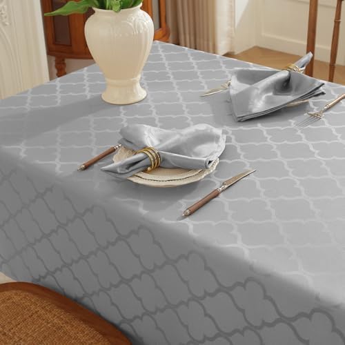 Honellaty Jacquard Tablecloth, Rectangle, Gray, 60" x 120"