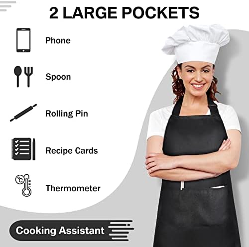 JaGely 24 Pack Bib Aprons with 2 Pockets Adjustable Bulk Kitchen