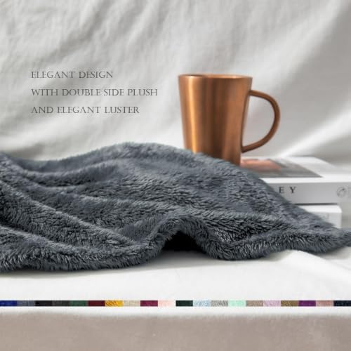 Exclusivo Mezcla Fuzzy Plush Fleece Bed Blanket Queen Size, Dark Grey