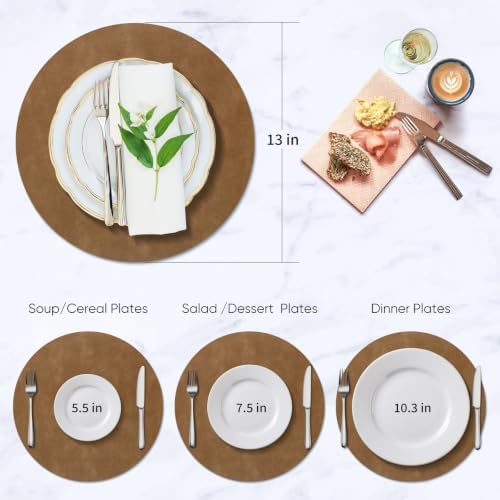 ADRIMER Placemats Set of 12, Heat Resistant Round Table Mats, Light