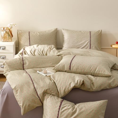 Mushroom Duvet Cover Set Queen Washed Cotton Boho Queen Comforter