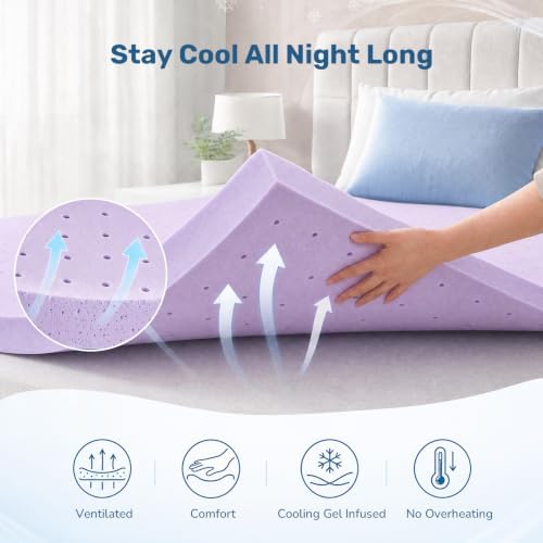 Sweetcrispy 3 Inch Queen Cooling Gel Memory Foam Mattress Topper
