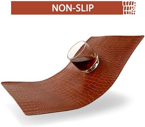Set of 6 Faux Leather Placemats, PU Table Mats, Waterproof, Stain