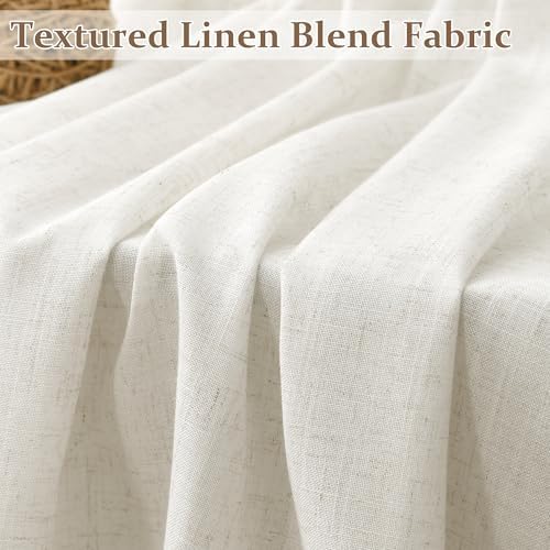 Nanspring Pinch Pleated Linen Curtains 2 Panels Cream 63 Inch Length