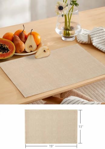 Rustic Beige Table Mats Set of 6 with Table Runner 90 Inches
