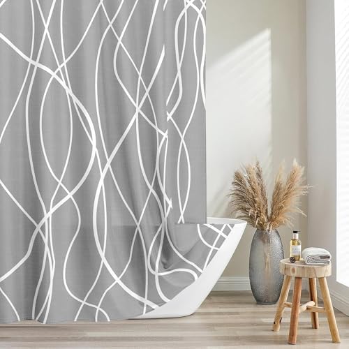 Tititex Morden 140gms Faux Linen Fabric Bath Shower Curtain Set