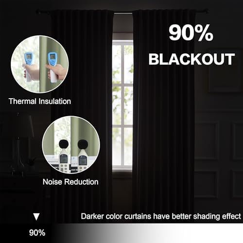 DUALIFE Light Sage Green Curtains 108 Inches Long Back Tab/Rod Pocket