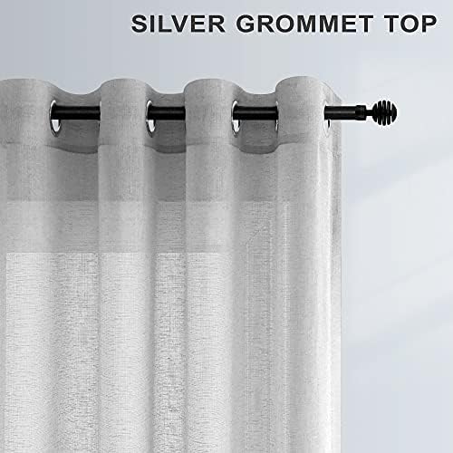 Gray Sheer Curtains 96 Inches Long for Living Room 2 Panels Grommet