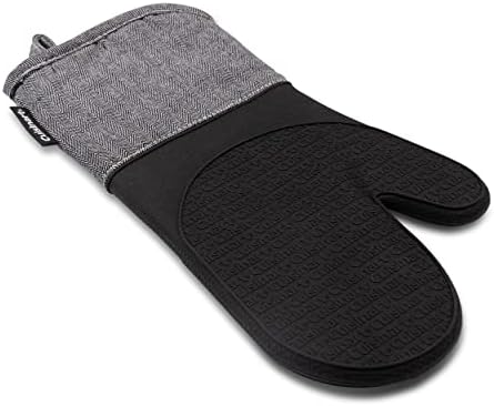 Cuisinart Charcoal Silicone Oven Gloves - Single Oven Mitt with Grey