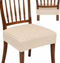 Seat Covers for Dining Room Chairs Set of 2, Beige Striped Washable