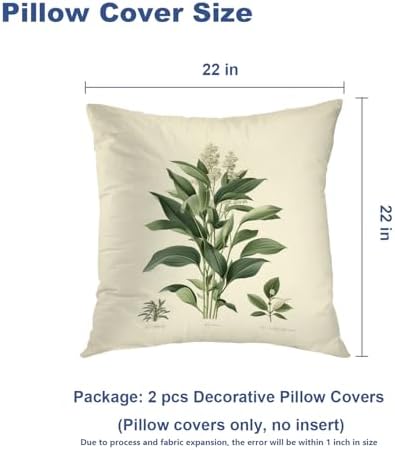 Batmerry Green Leaves White Flowers Throw Pillow Covers, Botanical