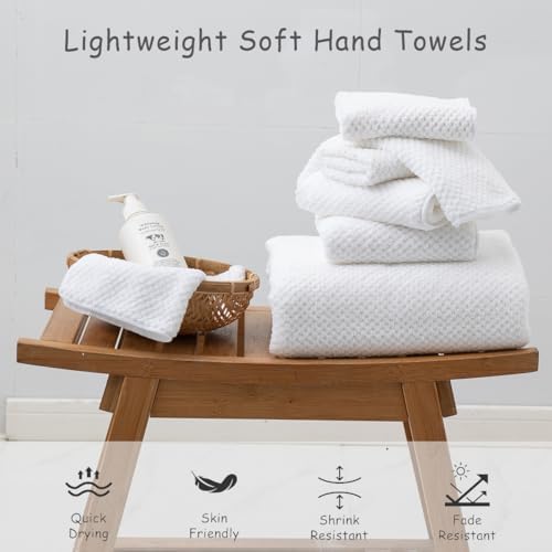 2 Pcs White Hand Towel Set 16"x31" Soft Highly Absorbent Quick Dry