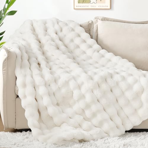 Touchat Luxury 1000GSM Rabbit Faux Fur Twin Blanket, Super Heavy Warm