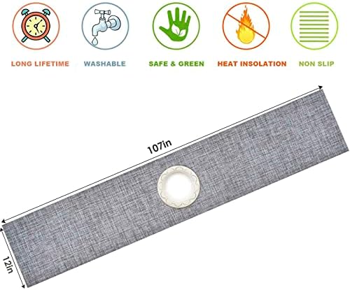 GIVERARE Table Runner, 12x107in Heat-Resistant Woven Vinyl Long