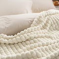 PHF Luxury Soft Fleece Blanket King Size for Bed No-Shed Cream