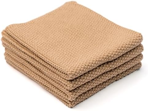 100% Cotton Knitted Dish Cloth, Ultra Soft Absorbent Quick Drying, 10