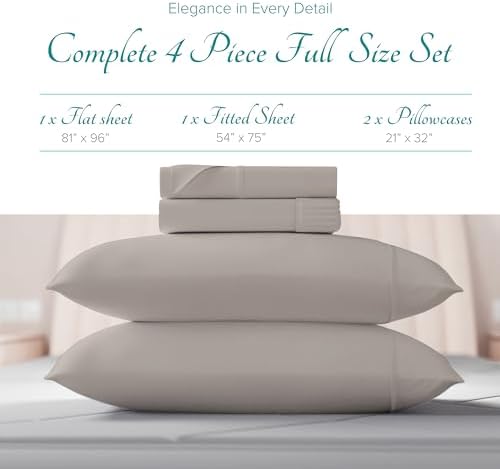 Carressa Linen 800 Series Egyptian Cotton Full Size Sheets Set, Taupe