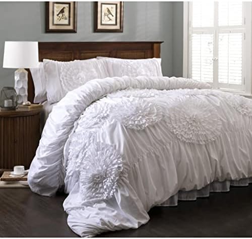 Lush Decor Serena Comforter Set, 3 Piece Set, Full/ Queen, Light Gray