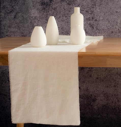 Table Runner with Fringe Off White 14x120 Inch