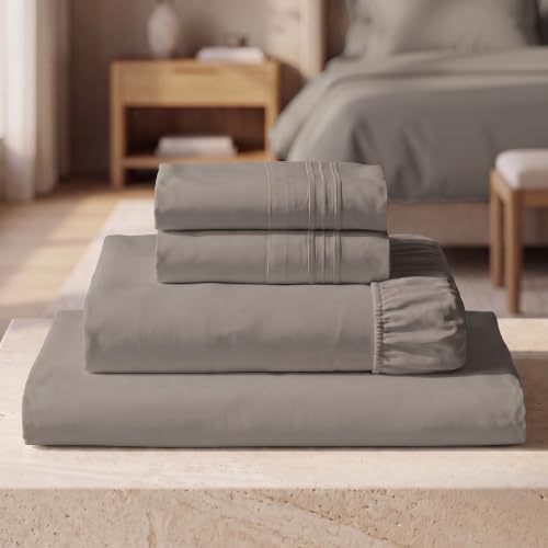 Mellanni Iconic 4-Piece Bed Sheet Set, 16" Deep Pocket (Full, Tan)