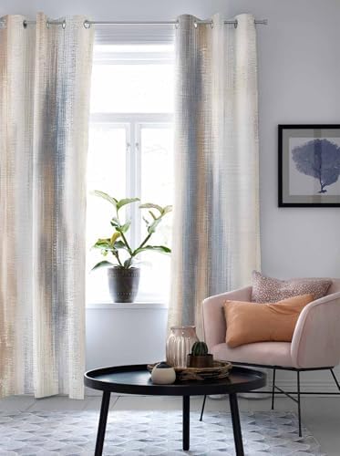 Beige Gray Window Curtains with Grommets Kitchen Drapes, Abstract