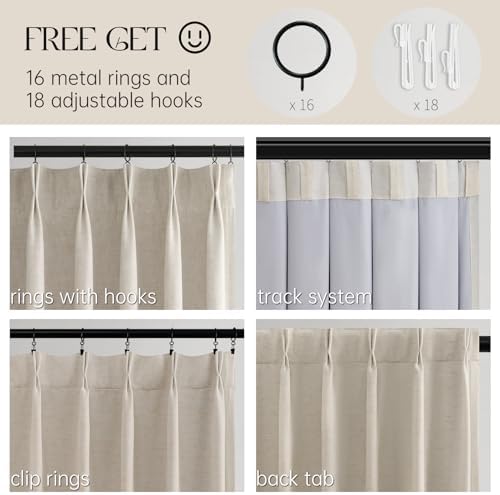 Extra Long 100% Blackout Pinch Pleated Beige Curtains 120 Inches 2