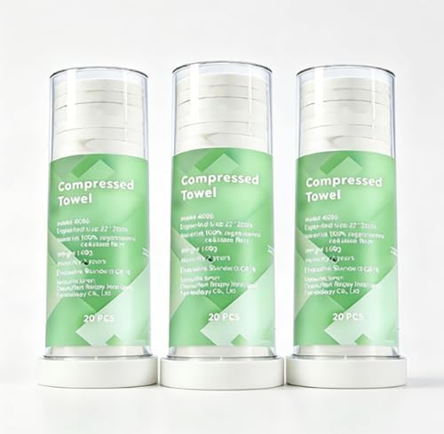 60 PCS Compressed Face Towel Refills (3 Tubes) for Hot Towel Dispenser