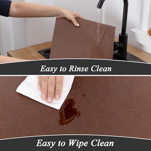 SHACOS Faux Leather Placemats Set of 6 Place Mats Table Mats, Toffee