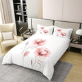 Blush and Grey Flower 100% Cotton Duvet Cover Set Queen