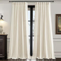 Living Room 102 Inch Long Curtains Thick Linen Blend Cream Pleated