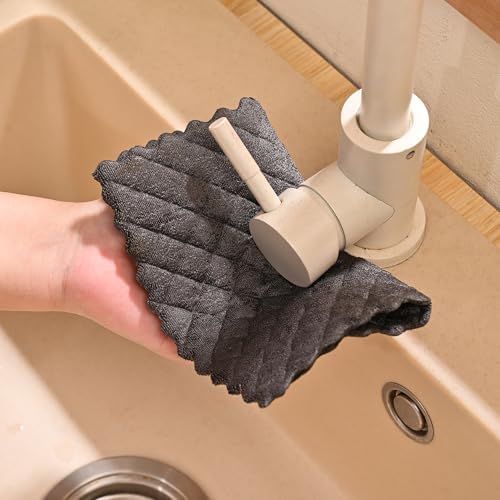 Fox Run Gray Quilted Microfiber Dish Cloths, Set of 3 Reusable Kitchen
