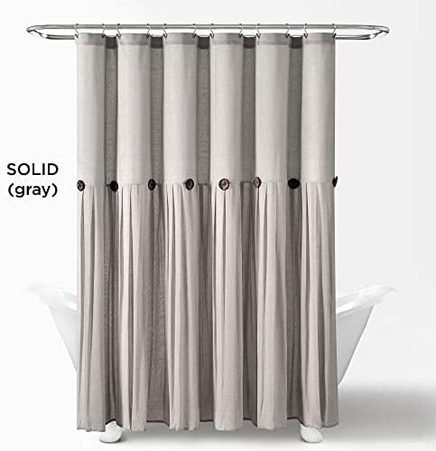 Lush Decor Linen Button Shower Curtain, 72" W x 72" L, Gray - Gray