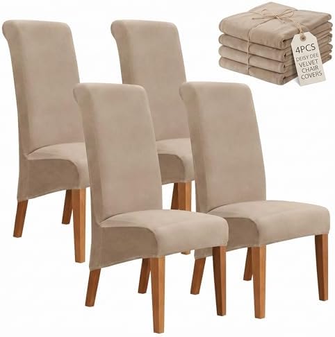 Stretch XL/Oversized Extra Large Velvet Dining Room Chair Covers for