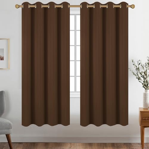 Diraysid Chocolate Brown Grommet Blackout Curtains for Bedroom Thermal