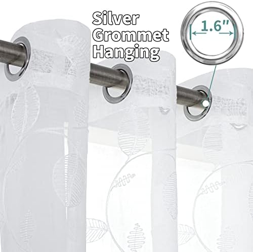 BGment White Sheer Curtains 63 Inches Long Living Room 2 Panels