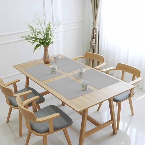 Placemats Set of 8, Grey Solid Color Washable Table Mats for Dining