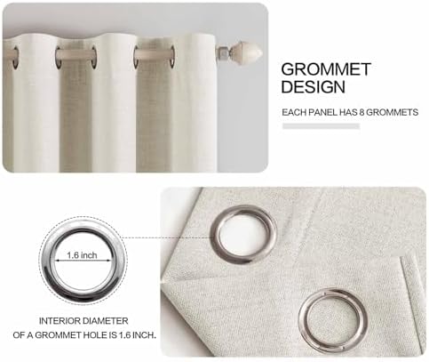 MIULEE 100% Blackout Linen Curtains for Bedroom 52x84 Inches Linen