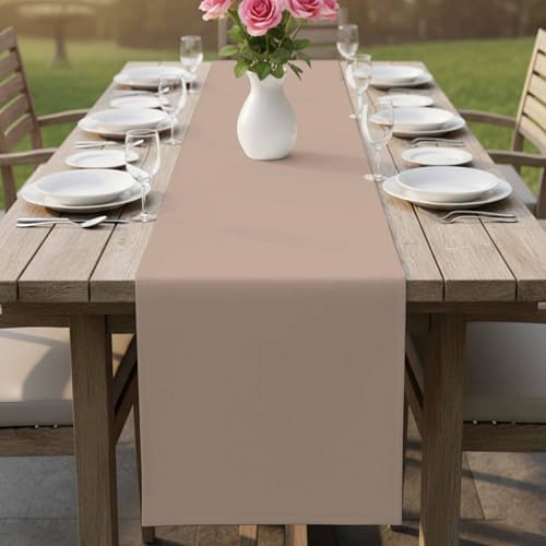 Warm Beige Table Runner 108 Inch Long Dresser Scarves Cotton Linen