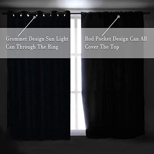 DONREN Blackout Rod Pocket Curtain Panels - Thermal Insulated Curtains