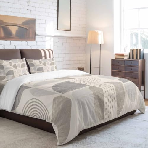 Textured Bohemian Shapes Full Duvet Cover Set - 4 Pcs Comforter Cover