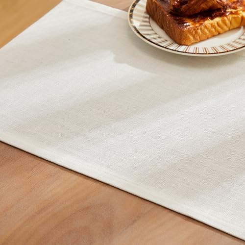 ZeeMart Rustic Cotton Linen Table Runner, 13x36 Inches Off White