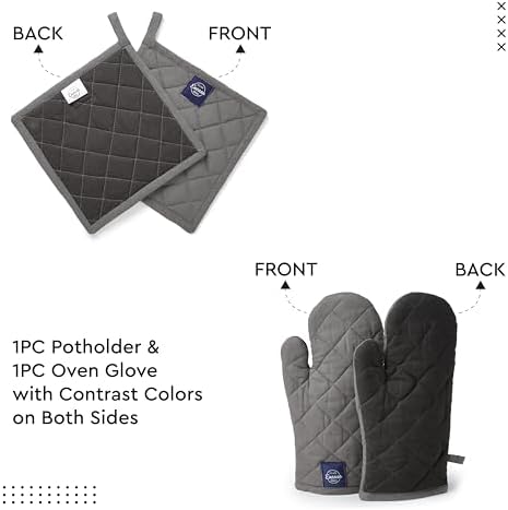 Encasa XO Kitchen Apron with Oven Gloves & Potholder - Combo Set -100%