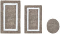 Cotton Tufted Beige White Bathroom Rugs Sets 3 Piece
