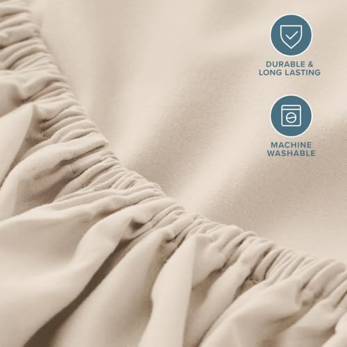 Bare Home 2-Pack Fitted Sheet 1800 Ultra-Soft (Twin XL, Sand)