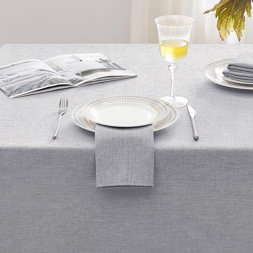 Softalker Small Outdoor Tablecloths Rectangle 70 x 52 Inch Grey Linen
