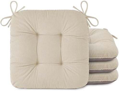 OVOV Kitchen Chair Cushions Set of 4, 17"X16", Non-Slip, Beige