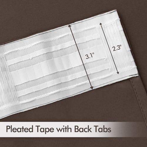 MIULEE Chocolate Brown Back Tab Blackout Curtains 52"x72" Long 2