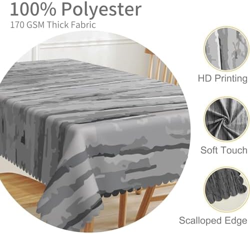 60x120inches Modern Rectangle Tablecloth Grey Aesthetic Stripes