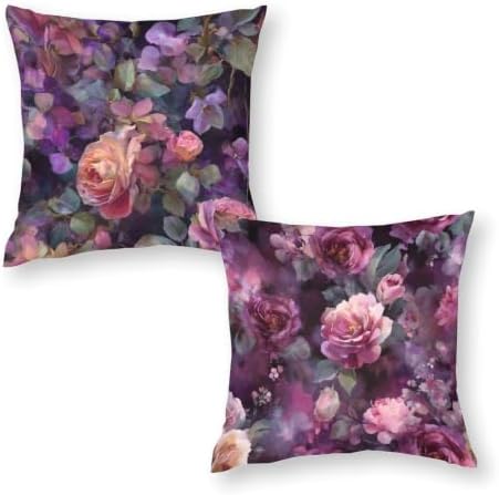 LIZALIG 18x18 Set of 2 Moody Retro Botanical Throw Pillow Covers
