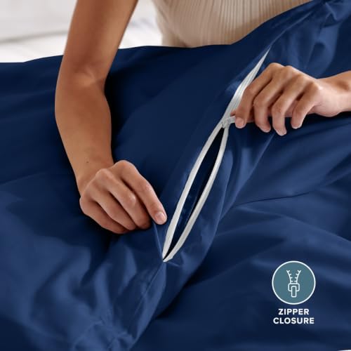 Bare Home Duvet Cover Set 1800 Ultra-Soft (Twin/Twin XL, Dark Blue)